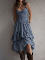 Boho Corset Tiered Midi Dress - Eliza Blake
