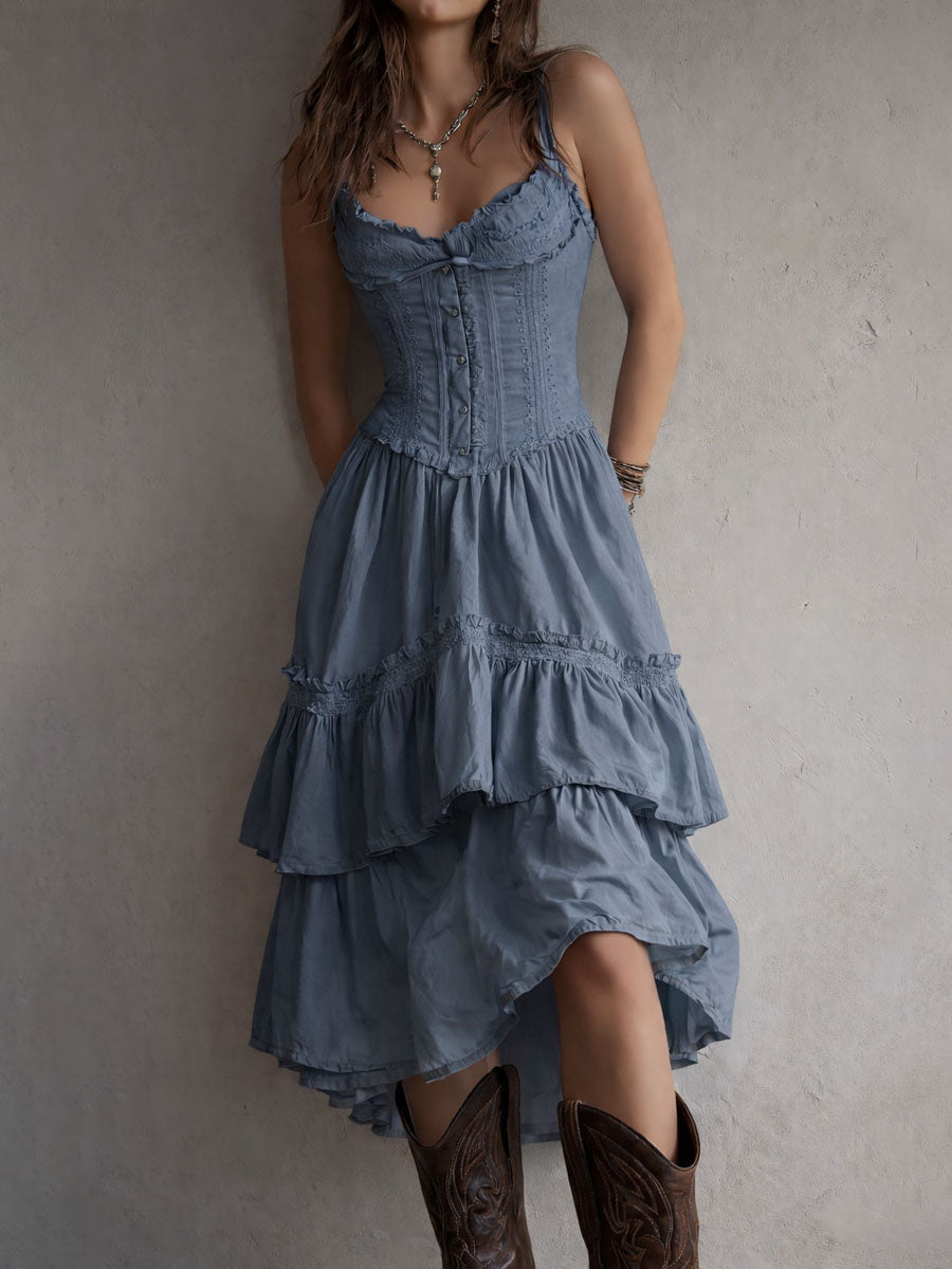Boho Corset Tiered Midi Dress - Eliza Blake