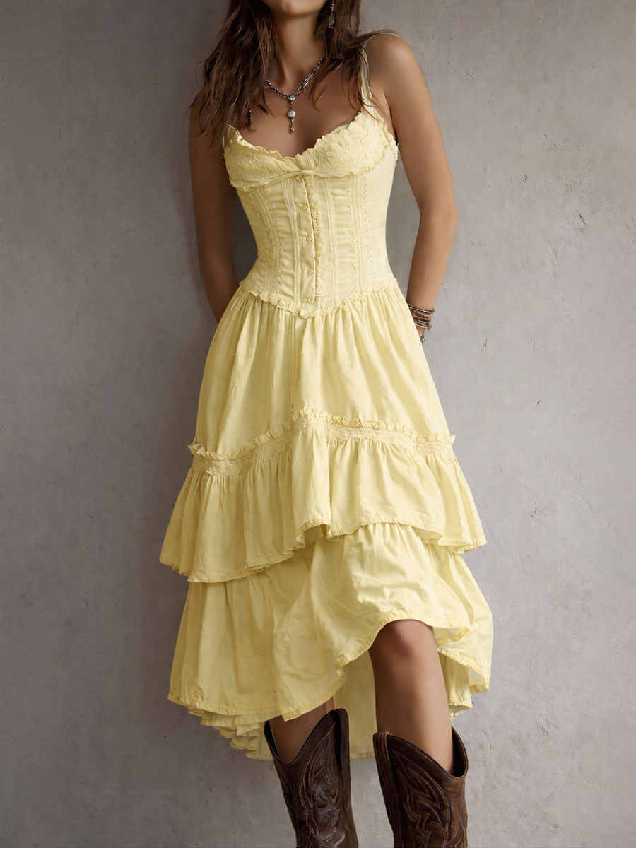 Boho Corset Tiered Midi Dress - Eliza Blake