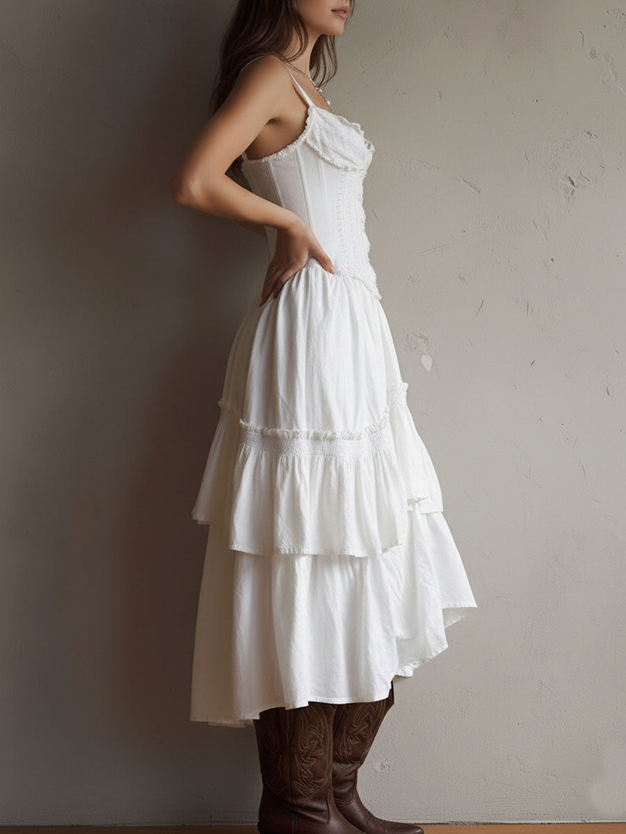 Boho Corset Tiered Midi Dress - Eliza Blake