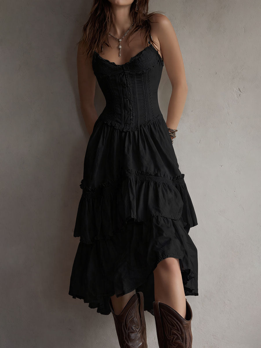 Boho Corset Tiered Midi Dress - Eliza Blake