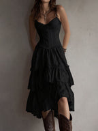 Boho Corset Tiered Midi Dress - Eliza Blake