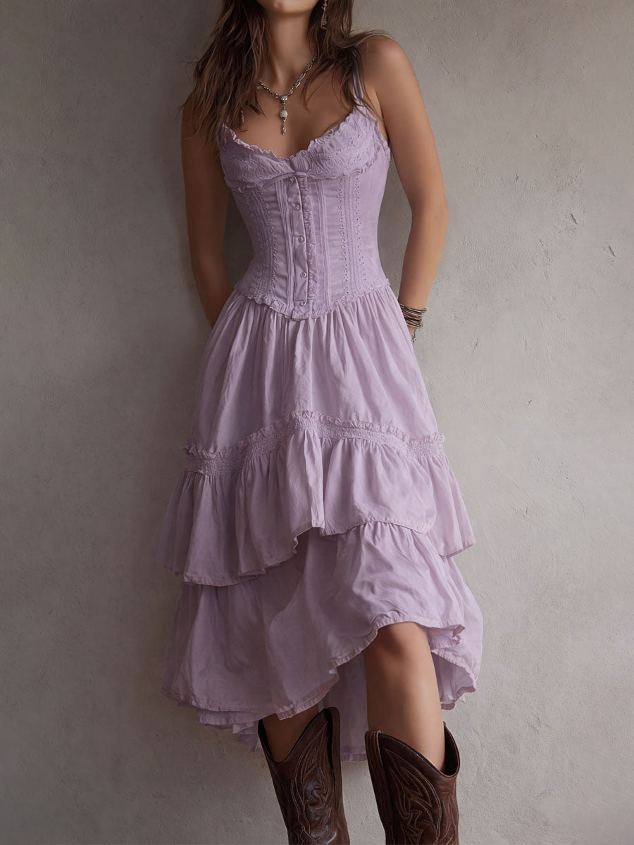 Boho Corset Tiered Midi Dress - Eliza Blake