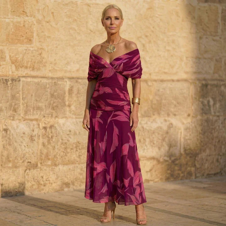 Purple Floral Chiffon Maxi Dress - Eliza Blake