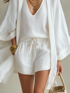 White Layered Casual Three-Piece Set - Eliza Blake