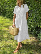 Striped Button-Up Midi Dress