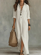 Black Button-Front Maxi Dress - Eliza Blake