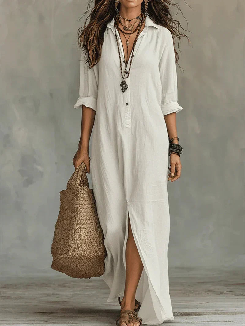 Black Button-Front Maxi Dress - Eliza Blake