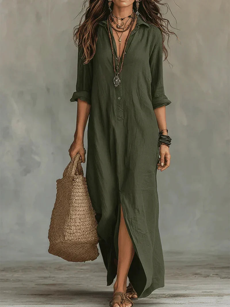 Black Button-Front Maxi Dress - Eliza Blake
