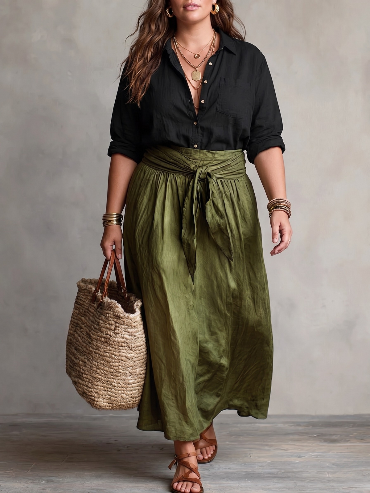 Black and Olive Two-Piece Summer Set - Eliza Blake