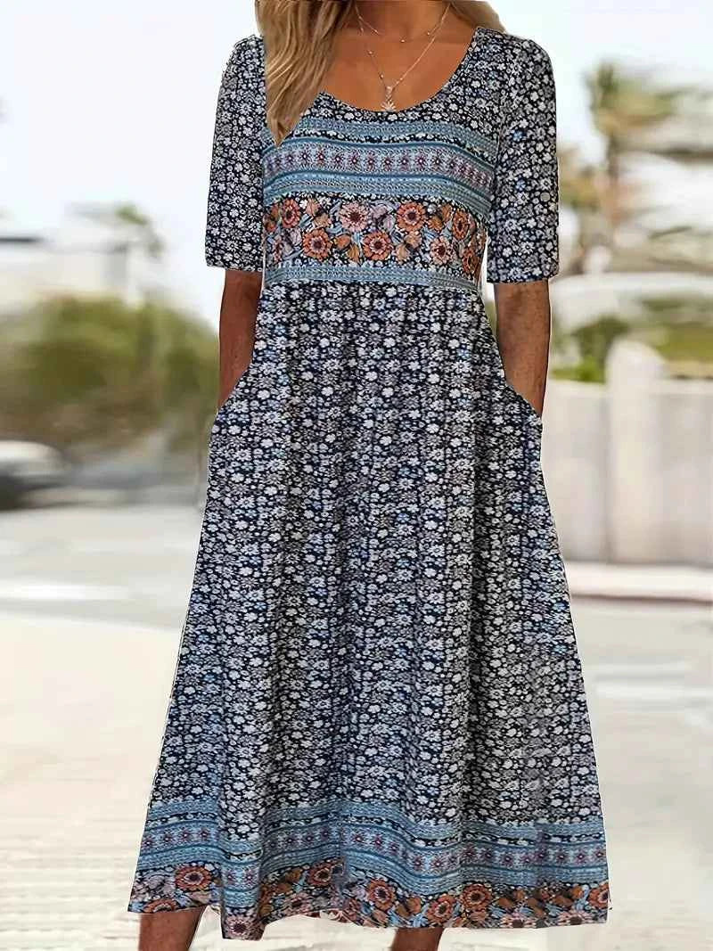 Boho Print Midi Dress