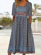 Boho Print Midi Dress