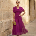 Fuchsia Chiffon Wrap Maxi Dress - Eliza Blake