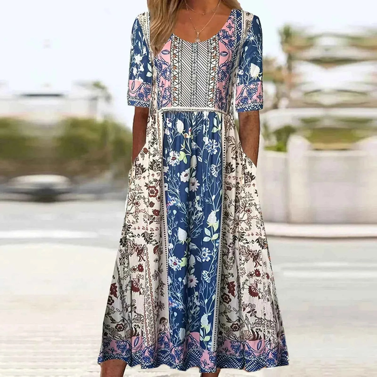 Boho Print Midi Dress