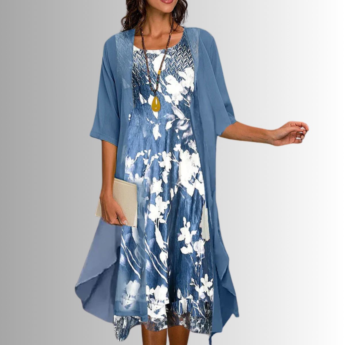 Layered Open-Front Midi Dress - Eliza Blake