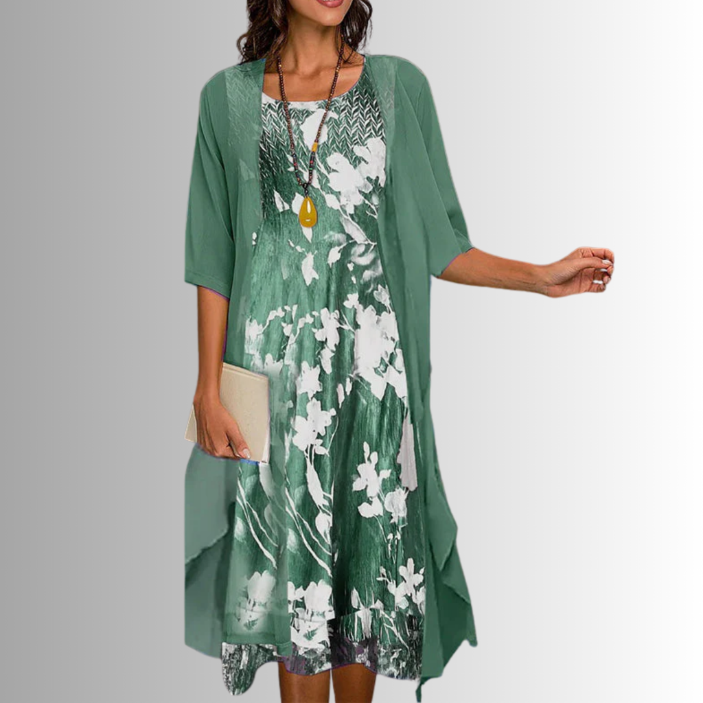 Layered Open-Front Midi Dress - Eliza Blake