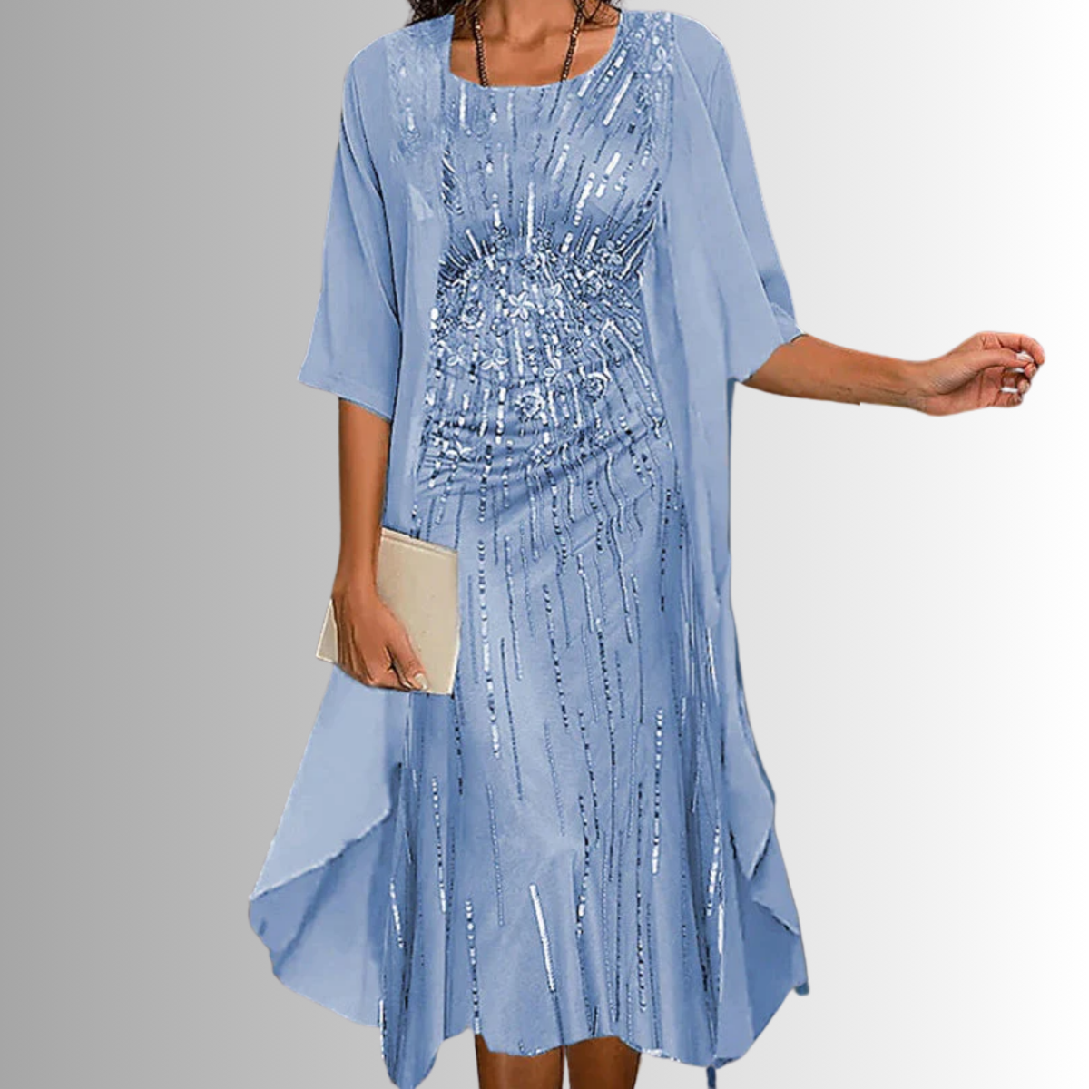 Layered Open-Front Midi Dress - Eliza Blake
