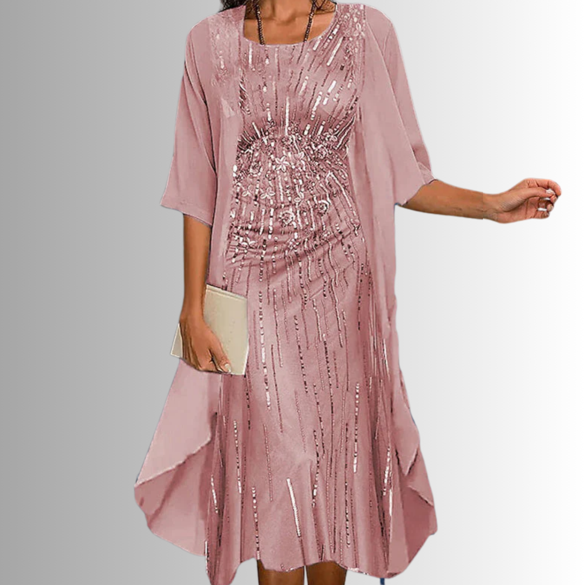 Layered Open-Front Midi Dress - Eliza Blake