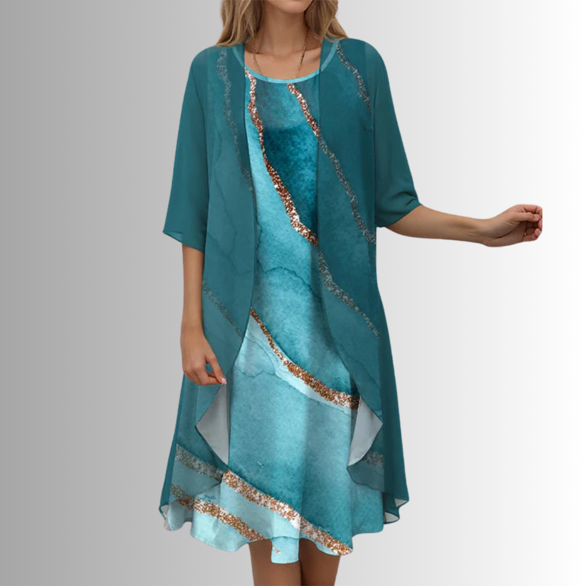 Layered Open-Front Midi Dress - Eliza Blake