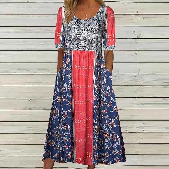 Boho Print Midi Dress