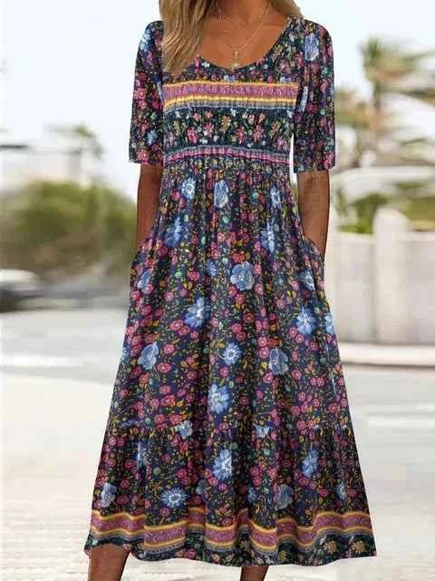 Boho Print Midi Dress