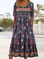 Boho Print Midi Dress