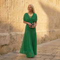 Kelly Green Chiffon Wrap Maxi Dress - Eliza Blake
