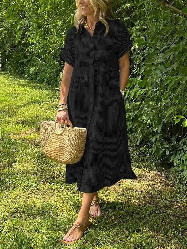 Striped Button-Up Midi Dress