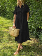 Striped Button-Up Midi Dress