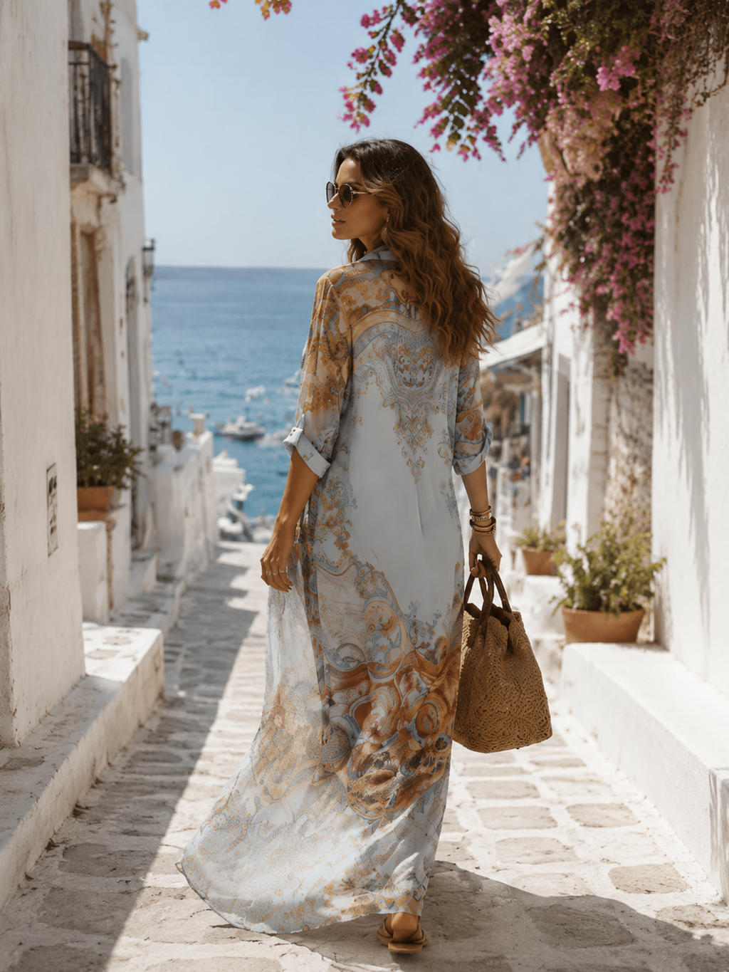 Blue Floral Chiffon Maxi Dress - Eliza Blake