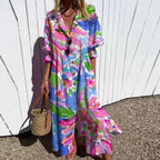 Floral V-Neck Long Sleeve Maxi Dress