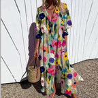 Floral V-Neck Long Sleeve Maxi Dress