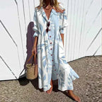 Floral V-Neck Long Sleeve Maxi Dress