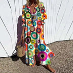 Floral V-Neck Long Sleeve Maxi Dress