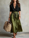 Black and Olive Two-Piece Summer Set - Eliza Blake