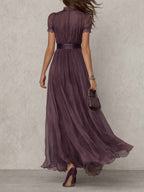Purple Lace Chiffon Maxi Dress