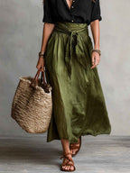 Tie-Waist Linen Midi Set