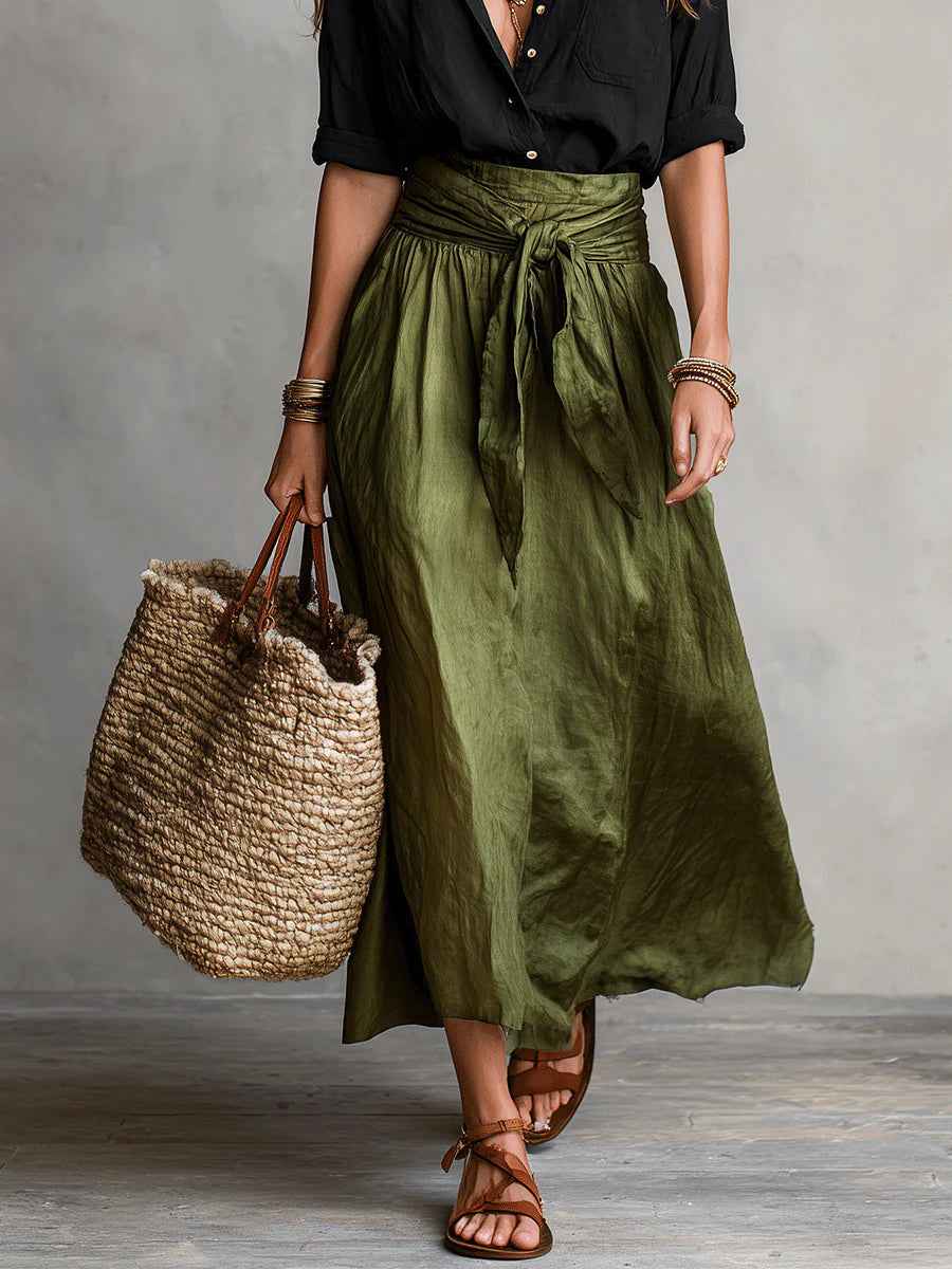 Tie-Waist Linen Midi Set