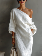 White Asymmetrical Maxi Dress - Eliza Blake