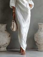 White Asymmetrical Maxi Dress - Eliza Blake