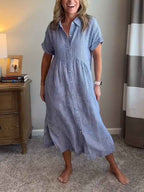 Striped Button-Up Midi Dress