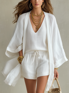 White Layered Casual Three-Piece Set - Eliza Blake