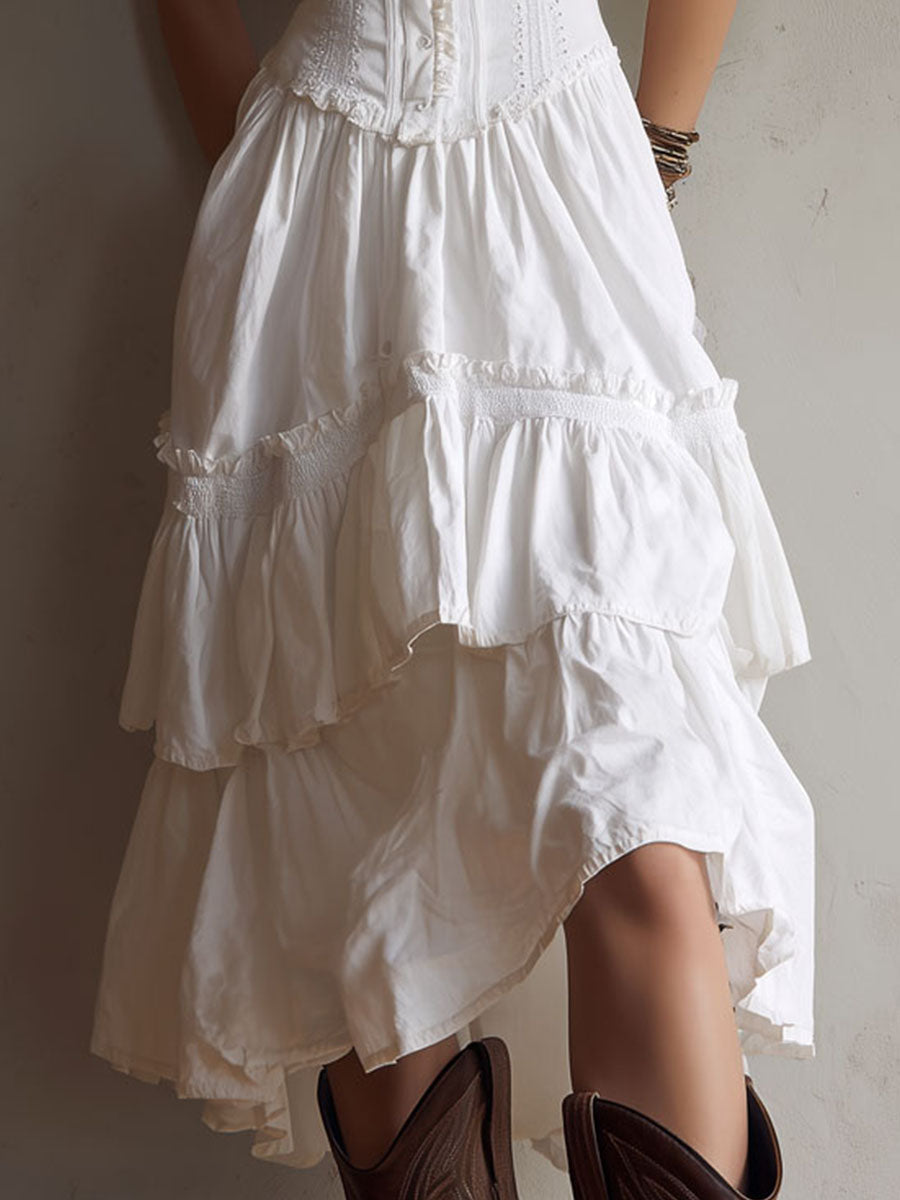 Boho Corset Tiered Midi Dress - Eliza Blake