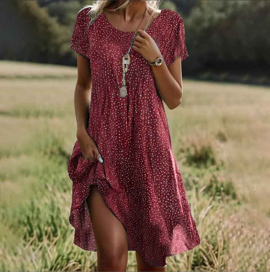 Short Sleeve Summer Midi Dress