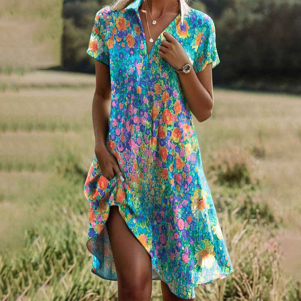 Short Sleeve Summer Midi Dress