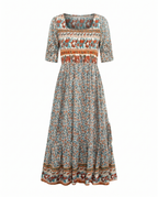 Boho Print Midi Dress - Eliza Blake