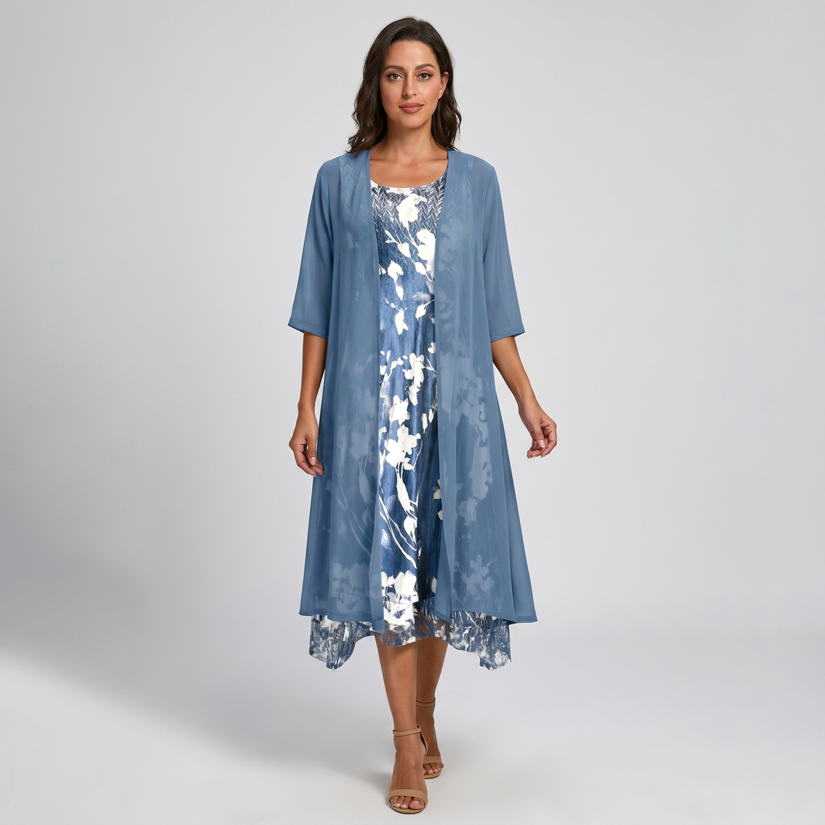 Layered Open-Front Midi Dress - Eliza Blake