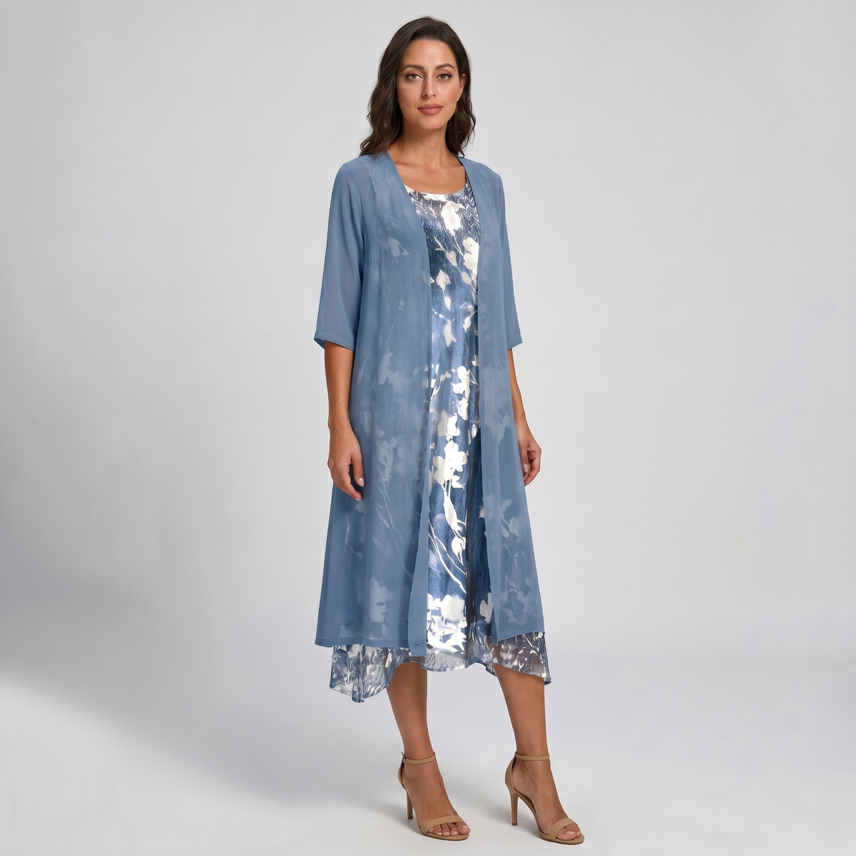 Layered Open-Front Midi Dress - Eliza Blake