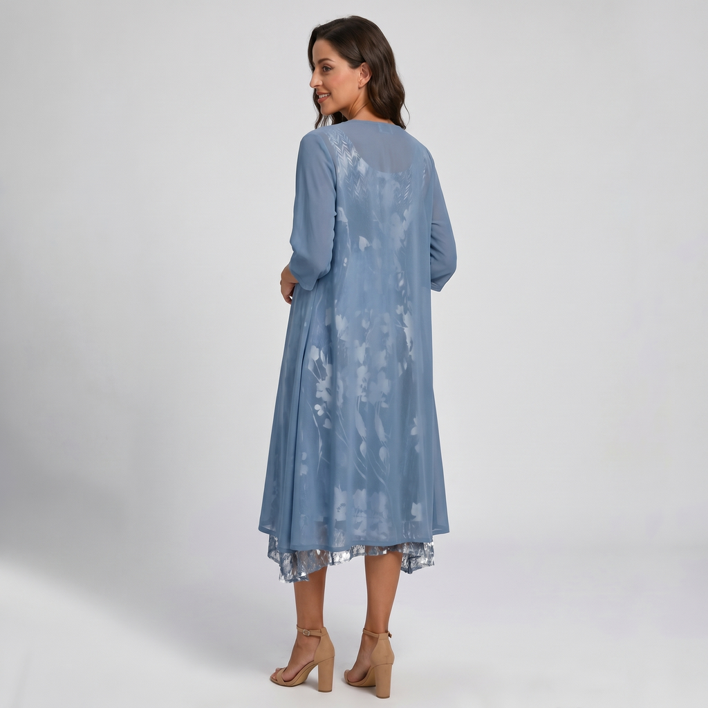 Layered Open-Front Midi Dress - Eliza Blake