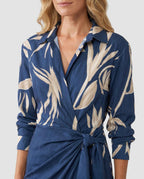 Leaf Print Wrap Maxi Dress
